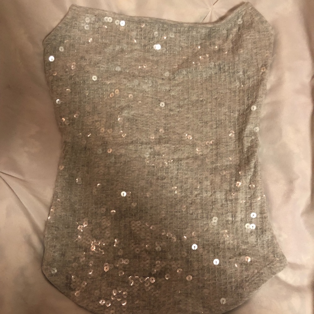 Express Grey Sequin Top